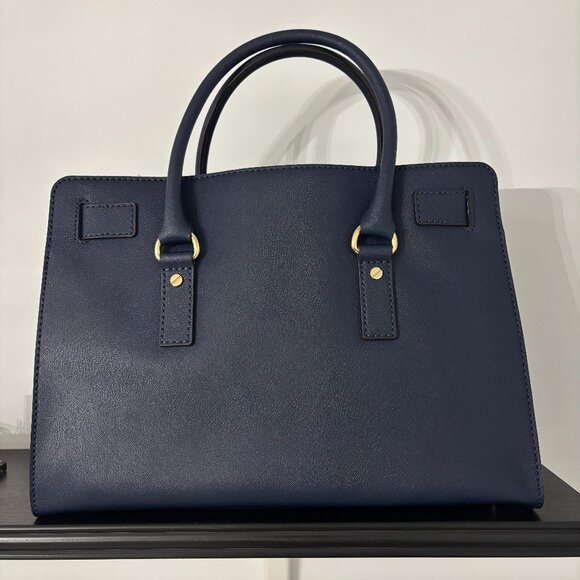 MICHAEL Michael Kors Navy Blue Leather North South Hamilton Tote - Picture 3 of 10